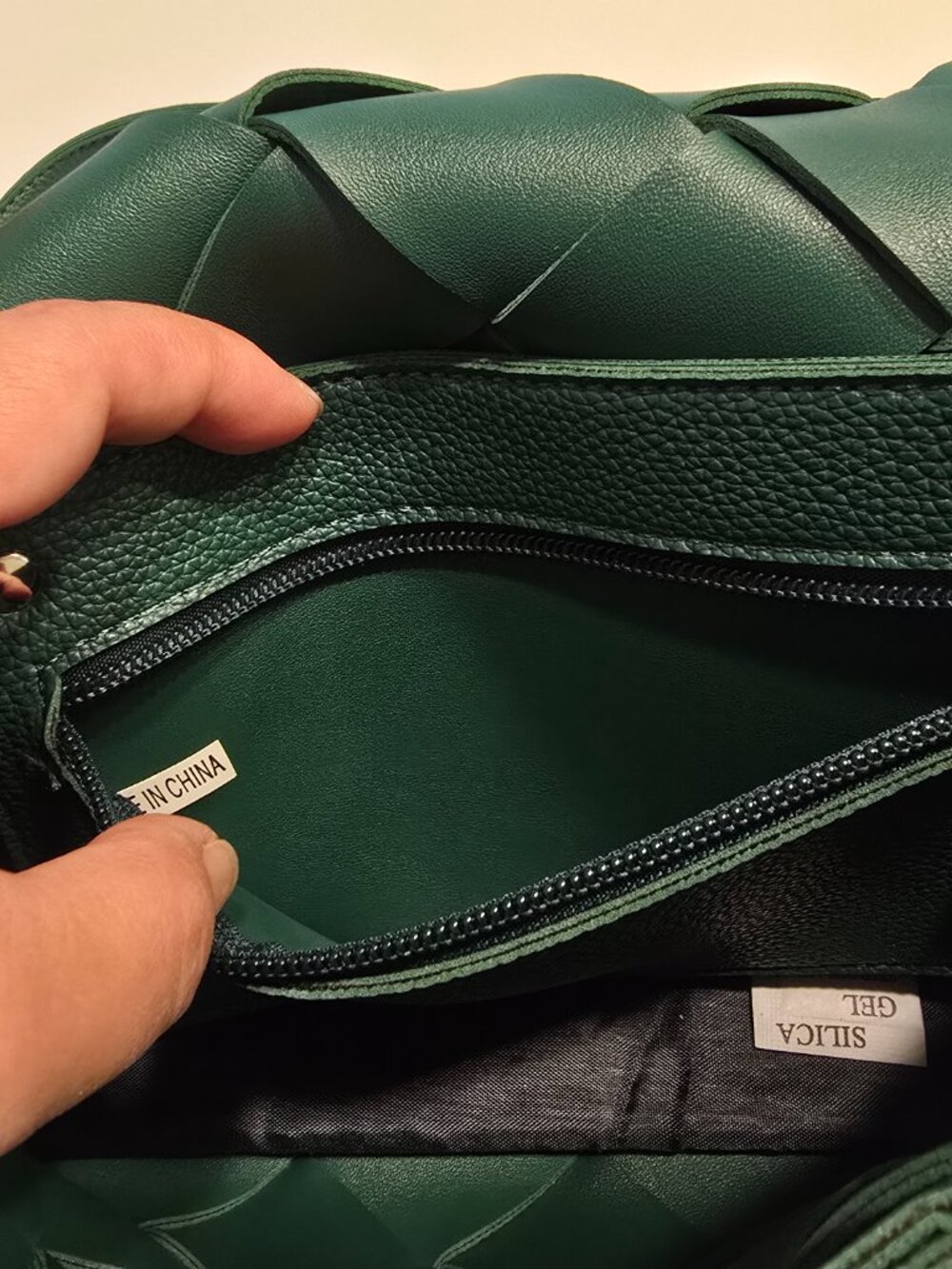 Woven Dark Green Crossbody Flap Bag Intrecciato Style Shoulder Bag - Picture 5 of 5